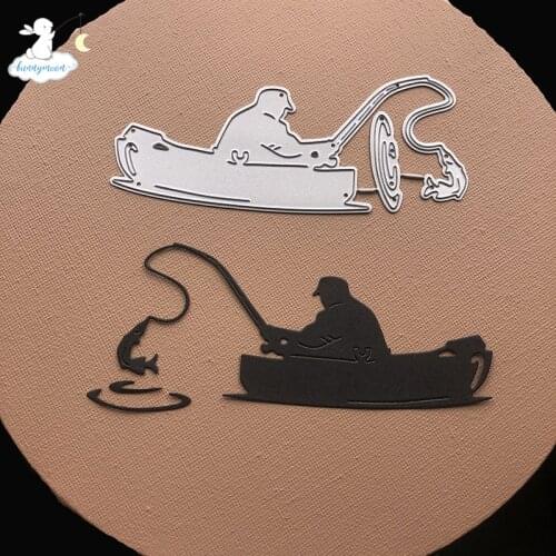 Bunnymoon Fishing Men Metal Cutting Dies Stencils for Scrapbooking/photo Album stamps Decorative Embossing DIY Cards