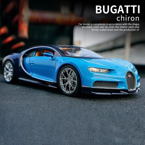 1:24 Bugatti Veyron Chiron Sports Alloy Car Diecast Sound Light Model Toy Vehicle Metal Supercar Simulation Collection Toys Boys