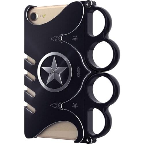 Fashion Metal Aluminum Bumper Shockproof Back Cover For Apple iPhone 7 8 Games Gloves Finger Ring Phone Case For iPhone 6 6s