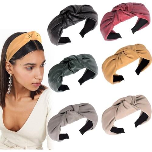 Fashion PU Leather Knotted Hairband Headband Women Hair Head Hoop Bands Accessories For Girls Hair Ornament Hairbands Headdress