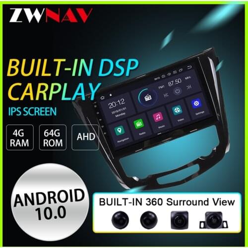 Android 10 PX6 4G64G Car Radio GPS Navigation Multimedia Player for Nissan X-Trail Qashqai 2014 -2017 360 Surround View