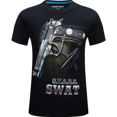 Brand Clothing S-6XL 3D T-shirt Mens Hot 2017 Summer AK47 Gun Printed T-shirts Men Cotton Casual Short Sleeve T shirt Homme