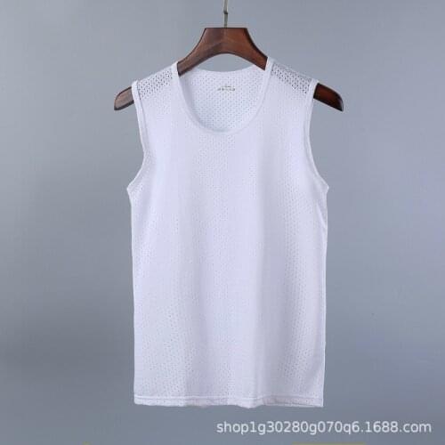 Gym Tank Top Men Fitness Clothing Mens Summer Gym Clothing for Male Sleeveless Vest Shirts Mesh Cutout Quick-drying T-shirt