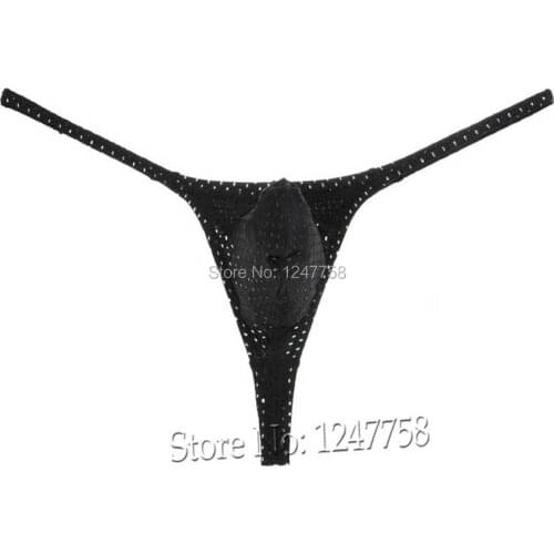Mens Pouch Thong Enhance Bulge T-back Breath Holes Thongs Mini Bikinis Elastic Underwear Male G-String