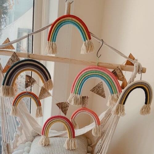 Nordic Wall Hanging Decoration Macrame Rainbow Room Decor Wall Ornaments Baby Kids Room Nursery Home Decorations Accessories