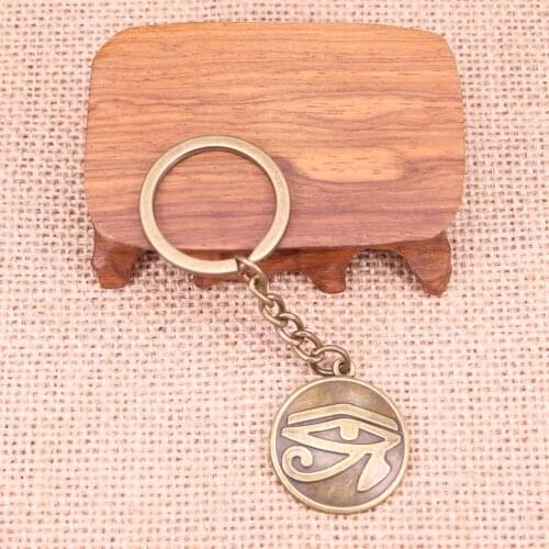 20pcs New Fashion Keychain 27mm eye of Horus Pendants DIY Men Jewelry Car Key Chain Ring Holder Souvenir For Gift