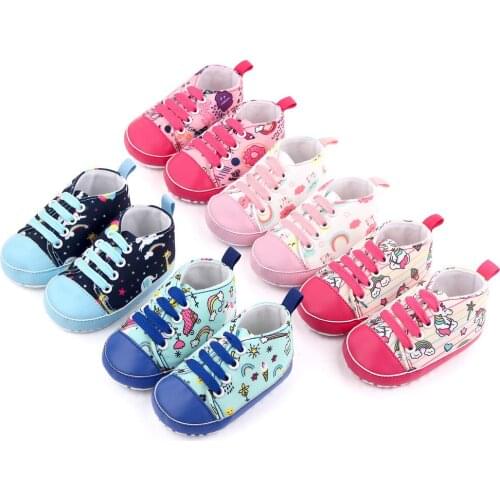 0-1 Year Old Baby Shoes Printed Canvas Bag Shoes Casual Lace-up Baby Shoes Toddler Shoes