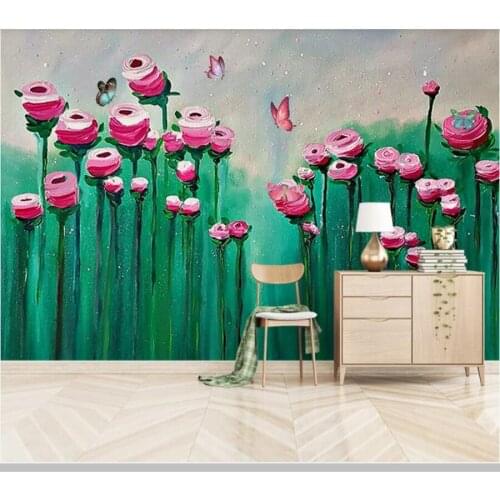 Papel de parede Modern poppy flower oil painting 3d wallpaper mural,living room tv wall children bedroom wall papers home decor