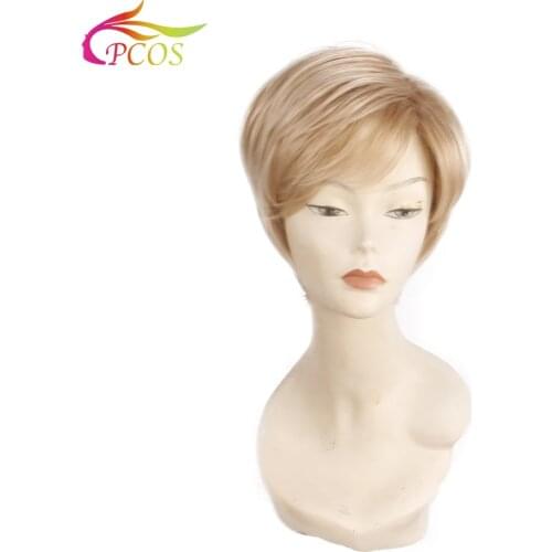 Blonde Wig 10 Inch Bob Wigs For Women With Side Bangs Hairs High Temperature Fiber Straight Wigs Free wig cap