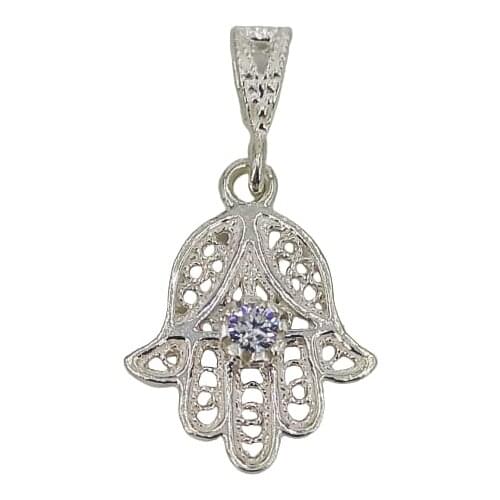925 silver pendant FATIMA hand with blue zircon brand OSNOR
