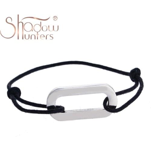 SHADOWHUNTERS Popular 925 Sterling Silver Adjustable Black Rope Rectangle Bracelets France Luxury Men Jewelry Making Wholesale