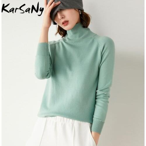 KarSaNy Womens Turtleneck Woman Sweaters Autumn Winter Inside Wear 2021 Knitted Tops Warm Turtleneck Sweaters Autumn Pullovers