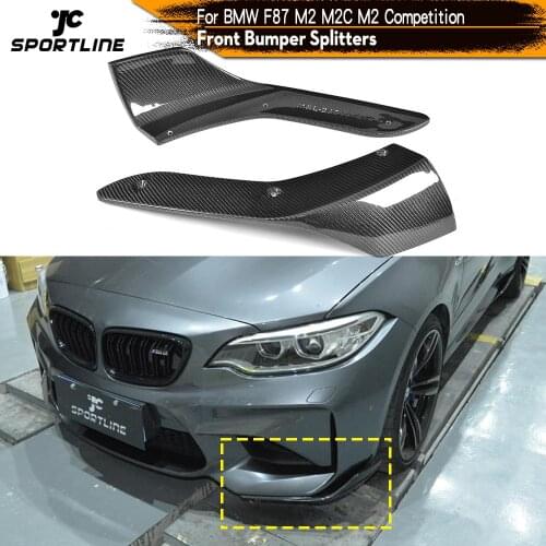 Carbon Fiber / FRP Front Bumper Splitters Lip Cupwings Flaps Winglets for BMW 2 Series F87 M2 Base Coupe 2-Door 2016 - 2018