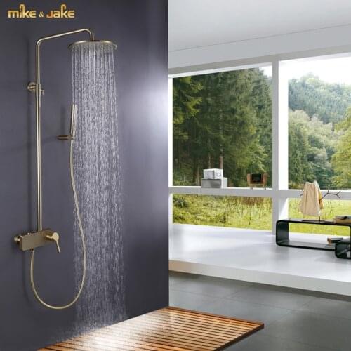 Luxury gold brush shower mixer rainfall gold brush shower set luxury bathroom brush shower mixer frosted gold shower