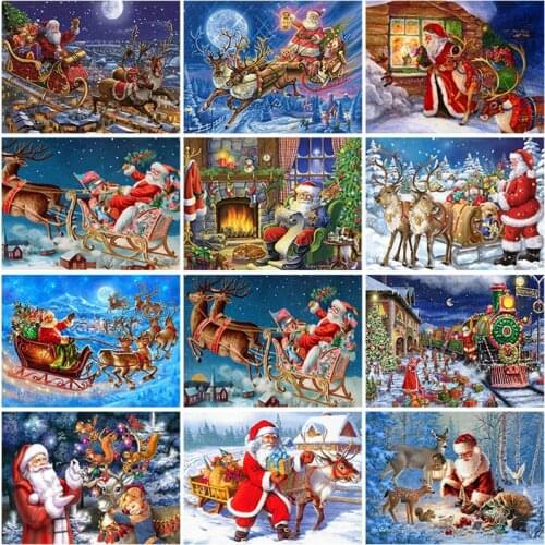 Santa Claus DIY 5D Diamond Painting Full Round Drill Cartoon Diamond Embroidery Cross Stitch Kits Christmas Gift Home Decor