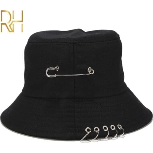 Fishing Sun Hat Fashion Solid Color Hunting Fisherman Hat Outdoor Cap Summer Autumn Cool Unisex Iron Ring Bucket Hat RH