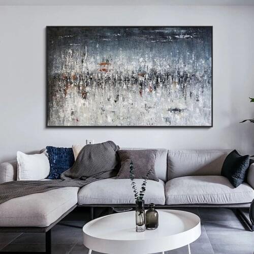 Modern Abstract Wall Art Hand Painted Landscape Oil Painting On Canvas Nordic Grey Oil Paintings for Home Decoration No Frame