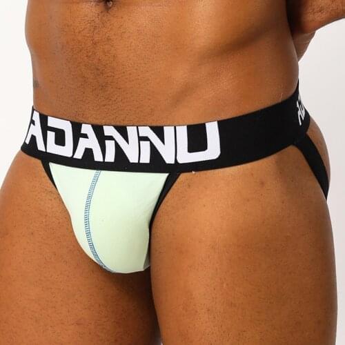 1pcs ADANNU Brand mens gay g-string cotton solid briefs breathable buttock sexy double g-string underwear wholesale AD96