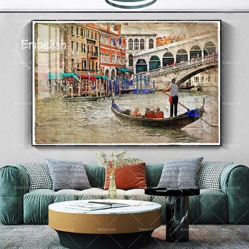 Embelish HD Spray On Canvas Oil Paintings For Living Room Beautiful Venice Landscape Wall Posters Modern Home Decor Artworks