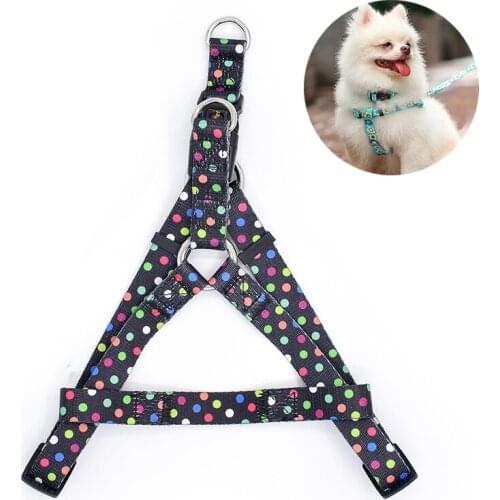 Outdoor Pet Supplies Cute Printed Adjustable Dog Collar Blue Puppy Leash Cat Vest Suitable for Teddy Chihuahua Dog Harnesses