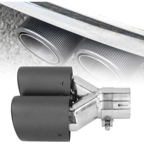 Universal Exhaust Tip Matte Carbon Fiber Tail Throat Y-Shaped Flat Dual Outlet Car Modification Exhaust Tail Tube