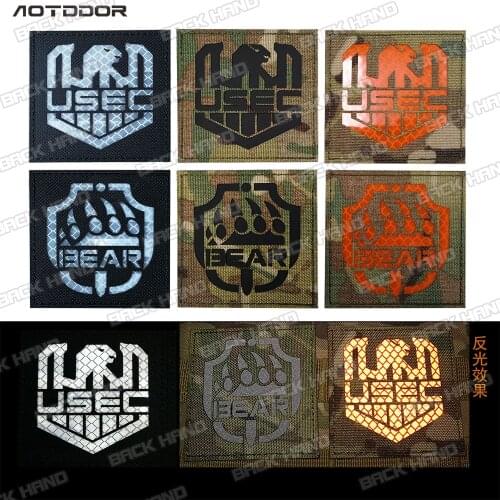 USEC BEAR Embroidered Patches Russian flag Infrared Reflective IR Patch Tactical Badges Sticker PVC military Patches