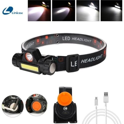 Waterproof LED headlamp COB work light 2 light mode with magnet headlight built-in rechargeable battery suit for fishing camping