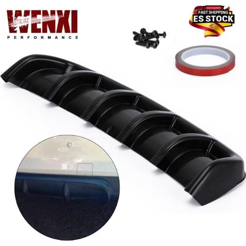 High Quality Car Spoiler Chassis Fin Shark Fin Type Bending Insert Rear Bumper Lip Diffuser Universal ABS Shark Diffuser Black