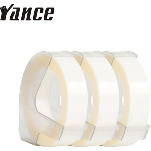 Yance 3pcs white 9MM 6MM 12MM 3D Embossing Tape for Dymo Embossing Label Maker PVC label Dymo Tape for Motex E101