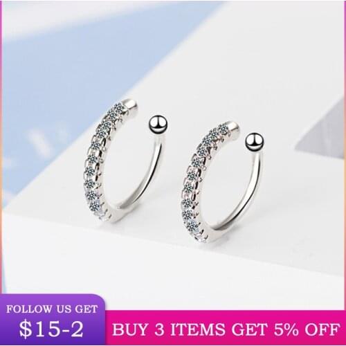 LByzHan 100% Real 925 Sterling Silver Single Row Zircon Hoop Earrings For Women Fashion Jewelry Hot Sale CME436