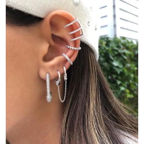 Famous cuff dangle earring Jewelry Authentic 925 Sterling Silver Handcuff Earrings For Women European statement ear Jewelry