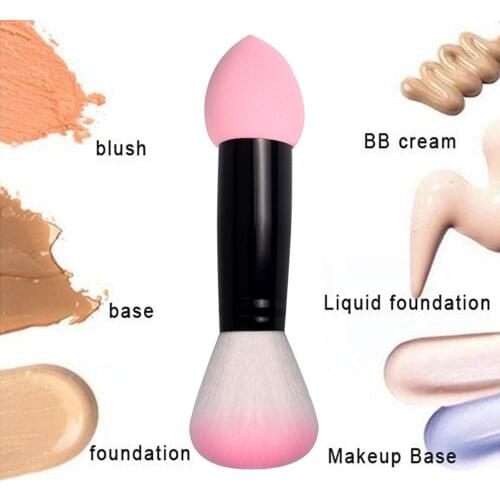 1pc Make up Brush Professional Two Head Nylon Makeup Brushes With Sponge Cosmetic Brush Makeup Tools For Foundation Powder