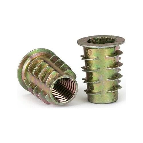 10/20/30/50Pcs M4 M5 M6 M8 Zinc Alloy Thread For Wood Insert Nut Flanged Hex Drive Head Furniture Nuts