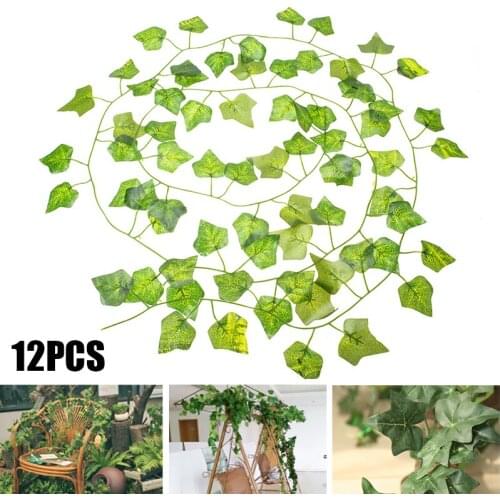 12pcs/pack 2M Hanging Artificial Ivy Garland 72 Ivy Vines Leafs Fake Ivy Wreaths Plastic Green Plants For Home Garden DIY Decor