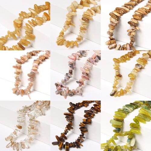 15.5" Natural Picture Jaspe Point Beads 10-24 mm Drilled Long Teeth Stone Spike Strand Beads For DIY Making Jewelry Necklace
