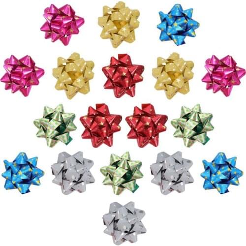 18Pcs Gift Pull Bows Self Adhesive Gift Wrap Bows Christmas Tree Hanging Pendant Decorative Ornament (Mixed Color)