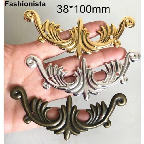 20 pcs -Large Scroll Ornament 38*100mm Metal Stamping Flowers,Decorative Materials For Crafts,Gold /Silver-color,Bronze