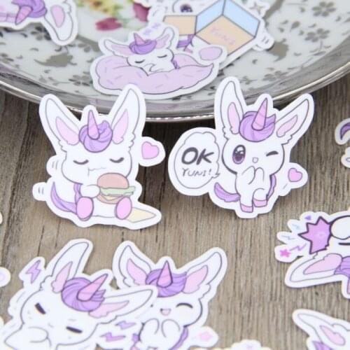 40pcs Cute Cartoon Unicorn DIY Scrapbooking Stickers Planner Journaling Laptop Computer Phone Case Sticker Craft Diary Decor