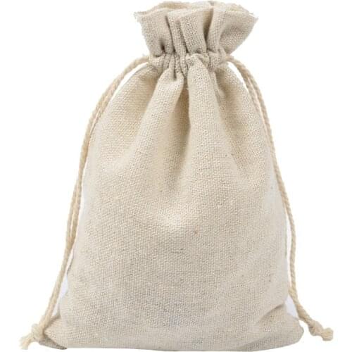 50pcs Linen Gift Bags 12cmx16cm(4.71"x6.28") Wedding Party Favor holders Muslin Cotton Storage Bags Jewelry Drawstring Pouches