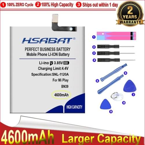 HSABAT 0 Cycle 4100mAh BN39 Battery for Xiaomi Mi Play High Quality Mobile Phone Replacement Accumulator