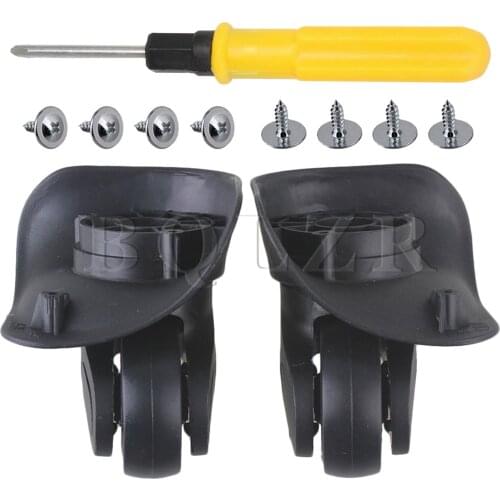 BQLZR DIY 1 Left & 1 Right 9.6x9.3x4.8cm Black Suitcase Universal Wheel with 4 Holes