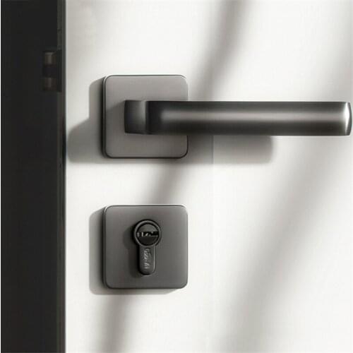 Carpathian Gray Door Handle Interior Square Bedroom Door Lock Split Silent Door Lock for Furniture Hardware security door Lock