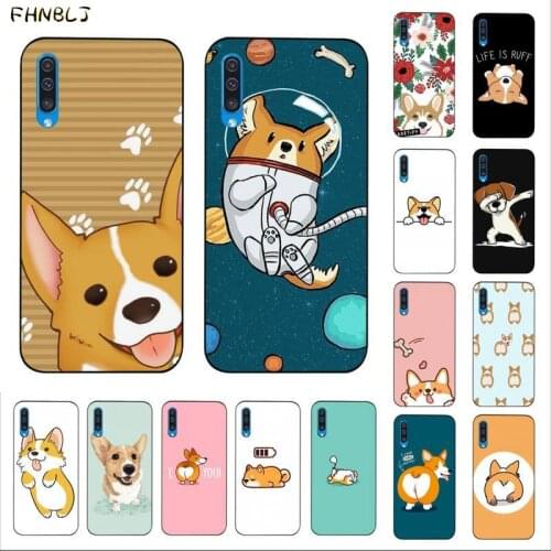 FHNBLJ Cartoon Cute Corgi Dog Newly Arrived Black Cell Phone Case for Samsung A10 20s 71 51 10 s 20 30 40 50 70 A30s cover