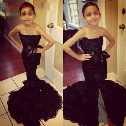 Black Lace Flower Girl Dresses for Wedding Weddings Party Flowergirl Pageant First Communion Dresses for Girls 2018