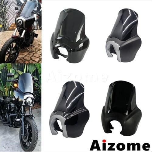 Black Headlight Fairing Chrome Bezel Headlamp Mask Cowl For Harley Dyna FXDL FXDF FXDB FXDWG Custom Front Fairing