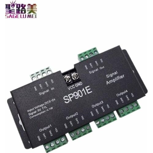 DC 5V - 24V 12V SPI TTL Signal Led Amplifier 4ch output For 2812 2811 2813 6803 APA102 8806 LED Strip Light Module Tape