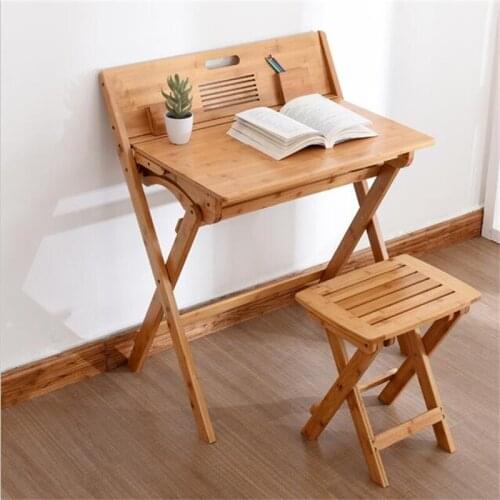 For Children Eco-friendly Bamboo Folding Study desk Portable Writing Desk Student Learning table With Stool
