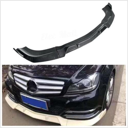 For Mercedes-Benz W204 C200 C250 C300 2008-2014 Carbon Fiber Look Exterior Lower Splitter Guard Plate Front Bumper Spoiler Lip