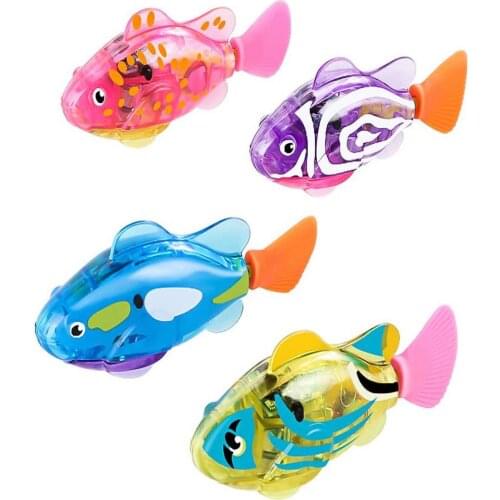 4Pcs Electric Swimming Fish Toys with LED Light Baby Bath Toys Robotic Fish Toys for Pet Kids bathtubs or swimming pools