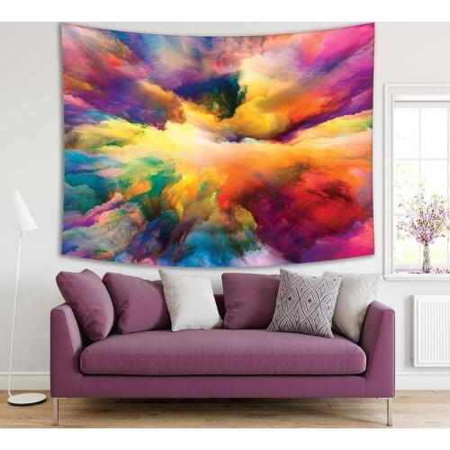 Tapestry Color Explosion Colorful Clouds Space Abstract Design Creative Artwork Yellow Pink Blue